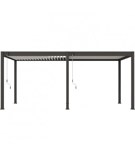Pergola - Aluminium - OMBREA - Bioclimatique - Anthracite et lames blanches - 3x6 m