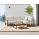 Salon de jardin canapé d'angle - Aluminium effet bois - 5 personnes - Ecru