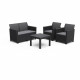 Salon de jardin en résine imitation rotin tressé - Noir - Avec table basse - KETER - 4 personnes - MARIE