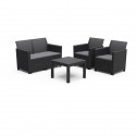 Salon de jardin en résine imitation rotin tressé - Noir - Avec table basse - KETER - 4 personnes - MARIE