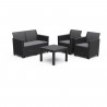 Salon de jardin en résine imitation rotin tressé - Noir - Avec table basse - KETER - 4 personnes - MARIE