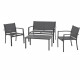 Salon de jardin - Structure Acier - 4 personnes - Gris
