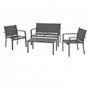 Salon de jardin - Structure Acier - 4 personnes - Gris
