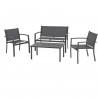 Salon de jardin - Structure Acier - 4 personnes - Gris