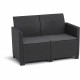 Salon de jardin en résine imitation rotin tressé - Noir - Avec table basse - KETER - 4 personnes - MARIE
