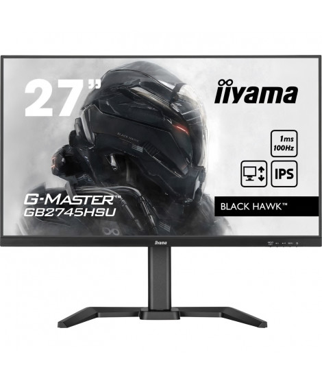 Écran PC - IIYAMA - GB2745HSU-B2 - 27 FHD - IPS - 100Hz - 1ms - HDMI/DP/USB HUB - Noir