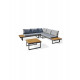 Salon bas de jardin - Aluminium - DCB GARDEN - 5 places - Gris anthracite et bois d'acacia - MIYAKO
