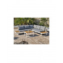 Salon bas de jardin - Aluminium - DCB GARDEN - 5 places - Blanc et bois d'acacia - MIYAKO