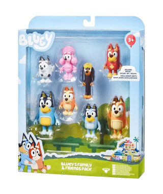Figurines - BLUEY - Coffret 8 personnages - Figurines articulées - Univers de la série - Mixte