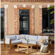 Salon de jardin d'angle modulable - Bois d'acacia - 5 personnes - LEVATA - Gris