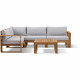 Salon de jardin d'angle modulable - Bois d'acacia - 5 personnes - LEVATA - Gris