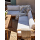 Salon de jardin d'angle modulable - Bois d'acacia - 6 personnes - LEVATA DINING - Blanc cassé + Housse