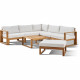 Salon de jardin d'angle modulable - Bois d'acacia - 7 personnes - LEVATA XL - Blanc cassé + Housse