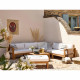 Salon de jardin d'angle modulable - Bois d'acacia - 7 personnes - LEVATA XL - Blanc cassé + Housse