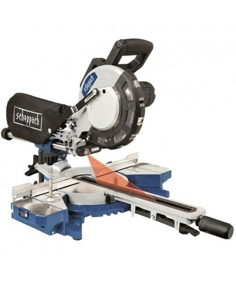 Scie a onglet radiale électrique SCHEPPACH 216 mm HM81LXU - 2000 W - Avec laser, LED et 2 extensions d'appui