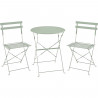 Set bistrot 2 personnes - Table ronde 60 cm avec 2 chaises - Acier  thermolaqué - Vert