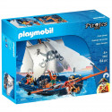 PLAYMOBIL 5810 Chaloupe pirates, avec canon et flotte dans l'eau, 84 pieces, Des 4 ans