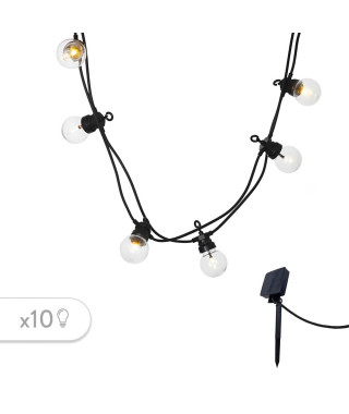 PARTY CLEAR SOLAR Guirlande lumineuse solaire - 10 globes transparents - LED blanc chaud - 5.90m - 8 modes