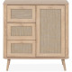 Commode - KUTA 01A - 1 porte - 3 tiroirs - Chene sonoma / Osier Palu -  80,9 x 84 x 40 cm