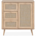 Commode - KUTA 01A - 1 porte - 3 tiroirs - Chene sonoma / Osier Palu -  80,9 x 84 x 40 cm