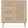 Commode - KUTA 01A - 1 porte - 3 tiroirs - Chene sonoma / Osier Palu -  80,9 x 84 x 40 cm