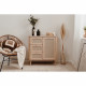 Commode - KUTA 01A - 1 porte - 3 tiroirs - Chene sonoma / Osier Palu -  80,9 x 84 x 40 cm