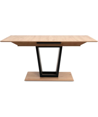 Table extensible - SORIA - Rectangulaire - 10 personnes - 160/200 x 76 x 90 cm - Noir / Chene artisan