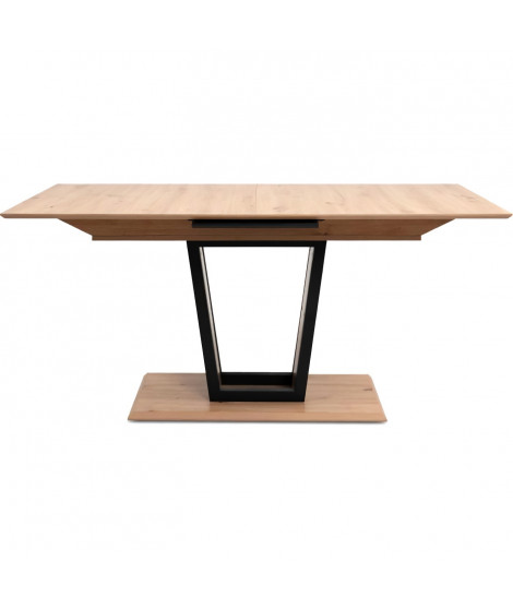 Table extensible - SORIA - Rectangulaire - 10 personnes - 160/200 x 76 x 90 cm - Noir / Chene artisan