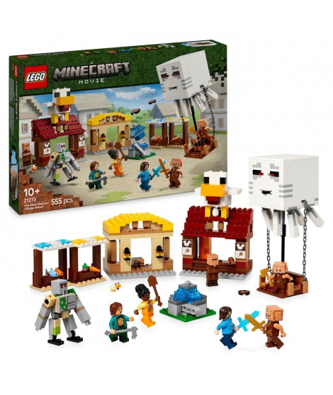 LEGO Minecraft 21273 Les Ghasts a l'Attaque du Village - Jeu pour garçon des 10 ans