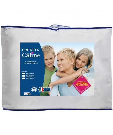 Couette spéciale câline - Tempérée - 140 x 200 cm - 250 g/m² - Blanc