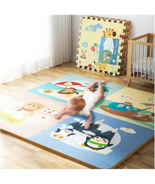 EVA mosaique tapis de sol en mousse pour bébé, tapis puzzles de jeu rampant chambre, animal Motif, 60 * 60 * 1,0 cm