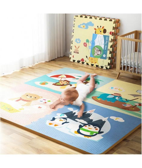 EVA mosaique tapis de sol en mousse pour bébé, tapis puzzles de jeu rampant chambre, animal Motif, 60 * 60 * 1,0 cm