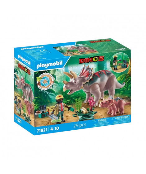 PLAYMOBIL 71821 Tricératops avec bébé et explorateur