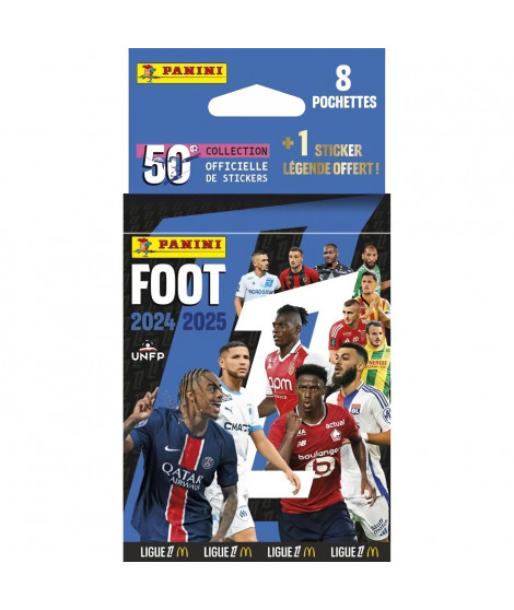 Blister stickers - PANINI - Foot Ligue 1 2024-2025 McDonald's - 8 pochettes + 1 sticker légende