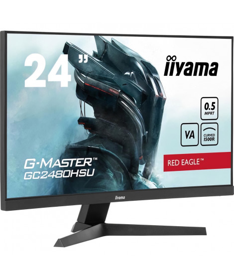 Ecran PC Gaming incurvé - IIYAMA - G-MASTER RED EAGLE GCB2480HSU-B1 - 24 - VA Curved - FHD - 0,5 ms - 180Hz