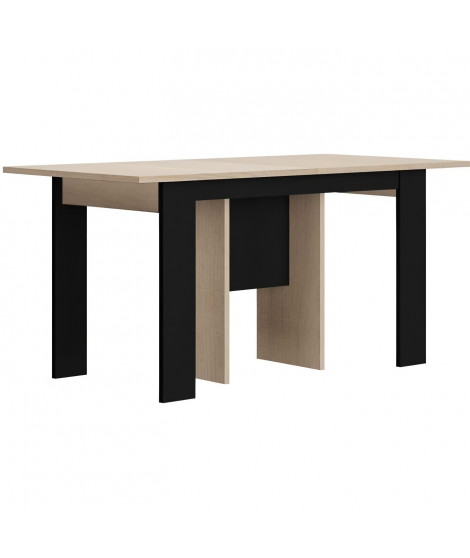 Table console extensible - DIAGONE - EXIT - Chene clair / Noir - Jusqu'a 14 couverts - 160/295 x 80 x 77 cm