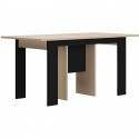 Table console extensible - DIAGONE - EXIT - Chene clair / Noir - Jusqu'a 14 couverts - 160/295 x 80 x 77 cm