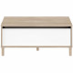 Table basse - Rectangulaire - Décor blanc / Chene - Dessus relevable - 4 pieds - 100,8 x 43,6 x 50 cm