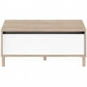 Table basse - Rectangulaire - Décor blanc / Chene - Dessus relevable - 4 pieds - 100,8 x 43,6 x 50 cm