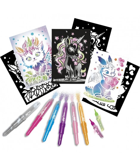 Blopens - LANSAY - Créatures pailletées - 6 pochoirs - Des 6 ans