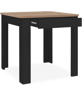 Table OSLO - Rectangulaire - 4 personnes - 80 x 77 x 80 cm - Noir / Chene artisan