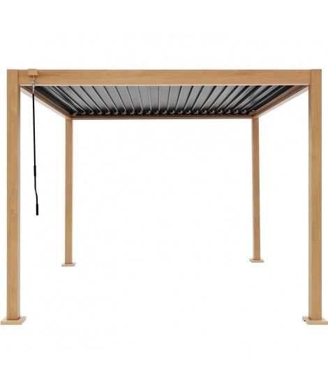 Pergola bioclimatique GAYA - Structure en aluminium et en acier - l300 x P300 x H240 cm - Aspect Bois