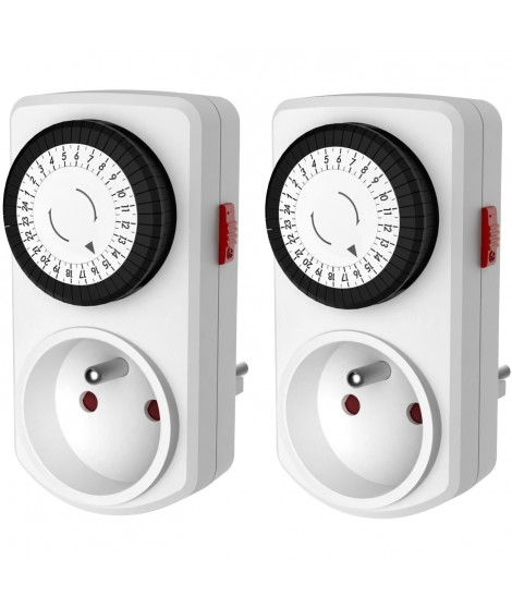 Lot de 2 Minis programmateurs mécaniques journaliers - GAO - 3680 W - 48 programmes - Blanc