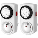 Lot de 2 Minis programmateurs mécaniques journaliers - GAO - 3680 W - 48 programmes - Blanc