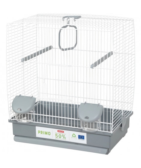 Cage pour oiseaux - Carla - Plastique recyclé - 2 perchoirs - 2 mangeoires - Balançoire