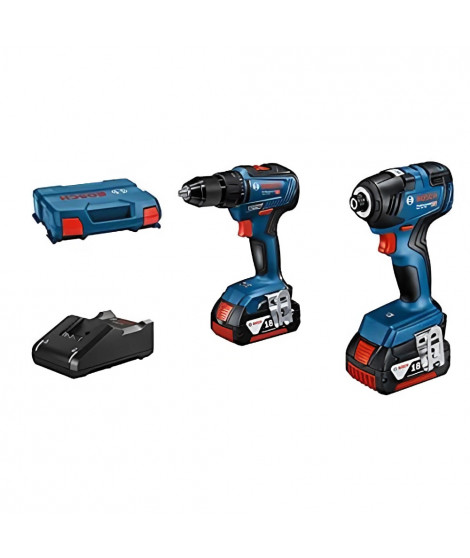COMBO KIT 2 OUTILS 18V : GDR 18V-200 + GSR 18V-55 + GBA 18V 2x4,0Ah + GAL 18V-40