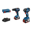 COMBO KIT 2 OUTILS 18V : GDR 18V-200 + GSR 18V-55 + GBA 18V 2x4,0Ah + GAL 18V-40