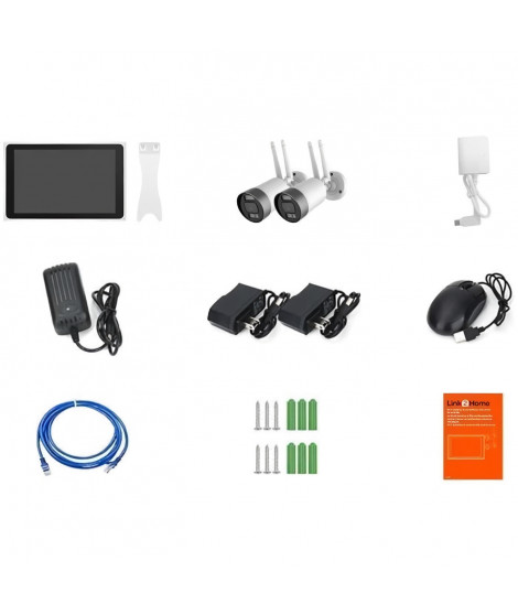 Kit 2 caméras Wi-Fi + écran NVR - LINK2HOME - 3MP, détection intelligente, écran LCD 10.1