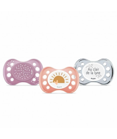 DODIE SUCETTES Lot de 3 Sucettes Anatomiques Jour et Nuit 0-6 Mois
