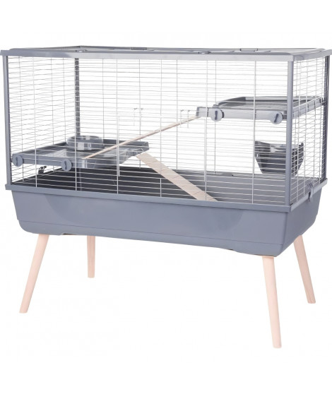 Cage rongeur surélevée - Zolux - Néolife - 2 étages pour lapin - 99 x 54 x 92 cm - Gris